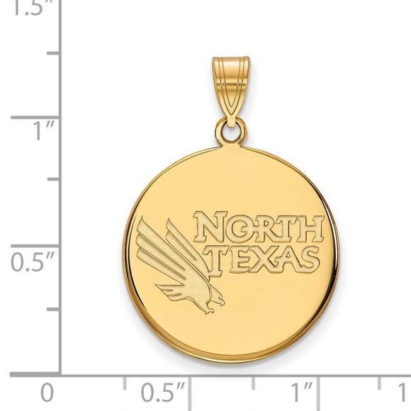 10k Yellow Gold North Texas Large Disc Pendant - Picture 2 of 3